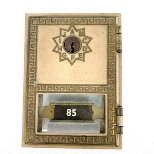 Donnger Post Office Box Door Metal 5" x 3 1/8" Vintage Antique